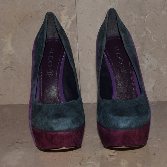 Blue and Purple Patchwork Platform High Heels - Picture 4 of 7